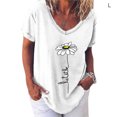 thumbnail image 1 of Minnieouse Camiseta de mujer con cuello en V y estampado de flores, manga corta, tela suelta Prendas para la parte inferior del cuerpo Blanco L Minnieouse AP002134-19, 1 of 3