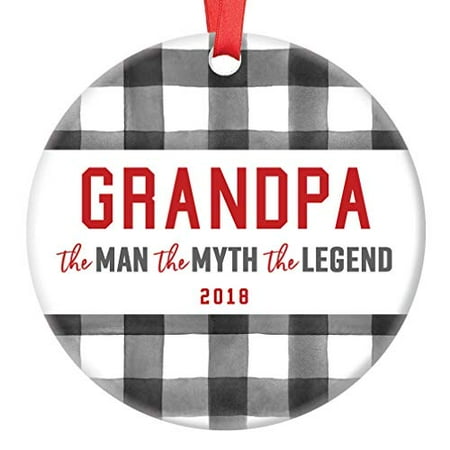 Angry Grandpa Christmas 2019 Grandfather Grandpa 2019 Christmas Ornament Humorous Plaid Man Myth Legend Porcelain Keepsake Gift for Your Pop-Pop Granddad from Grandchildren 3