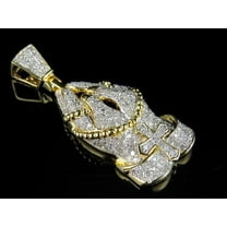 1 Ct Round Cut Diamond Iced Out Unique Praying Hands Pendant Charm Men's Pendant 14K Yellow Gold Plated 925 Sterling Silver Handmade Praying Hamza Hand Customized Pendant Gift For Him