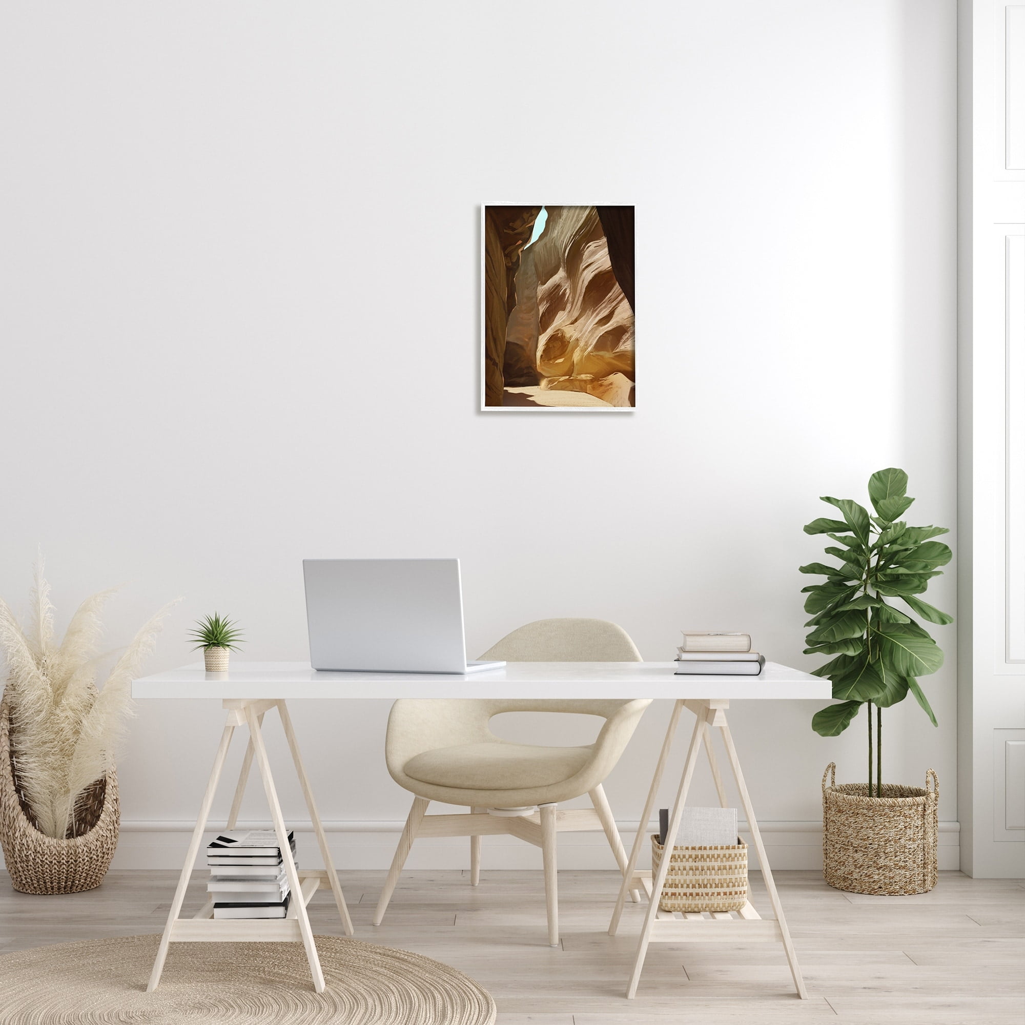 Stupell Industries Sandy Desert Cliffs Peaceful Arid Canyon Landscape Painting White Framed Art Print Wall Art, Design by Ziwei Li