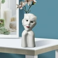 thumbnail image 2 of Jarrón de cerámica con forma de cara humana, soporte floral para decoración de escritorio S Máscara blanca, 2 of 9