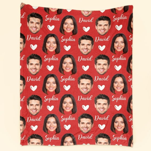 Custom Couple Blanket With Face - Personalized Photo Blanket. personalized valentines gift for her him husband wife boyfriend girlfriend fiancee fiancée bride groom
