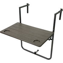 Folding Balcony Hanging Table - Outdoor Railing Bar Serving Table, Adjustable Height/Durable & Maintenance-free Material, Suitable for Patio, Garden and Deck(Antique Wood Grain)