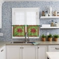 thumbnail image 6 of Christmas Red Kitchen Curtains and Valances Set, Octopus Green Checked Snowflake Plants Rod Pocket Window Valance 18 Inch Window Curtain Panels for Living Room Bedroom Laundry, 27.5x24in, 3 Pieces, 6 of 7