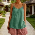 thumbnail image 2 of BILIKEYU Loose Fit Easy Breezy Linen, Women's Sleeveless Cami Top Breathable Lightweight Casual Flowy Summer Cruise Wear, Green, 2 of 9