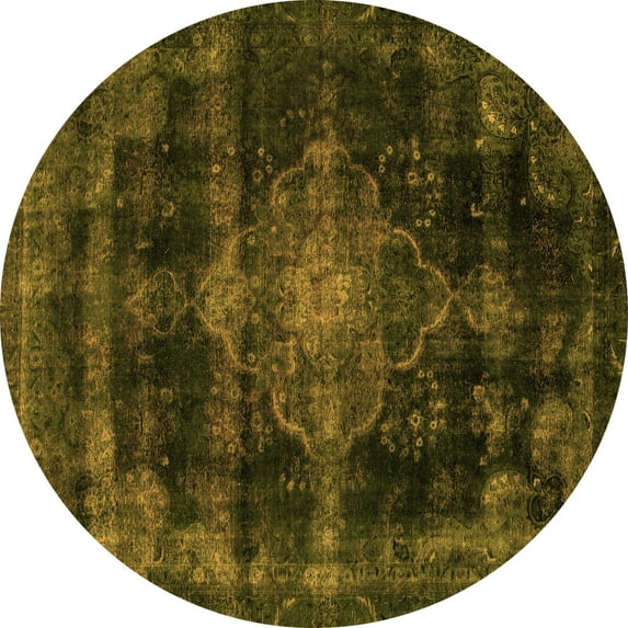 Ahgly Company Indoor Round Abstract Orange Modern Area Rugs, 5' Round