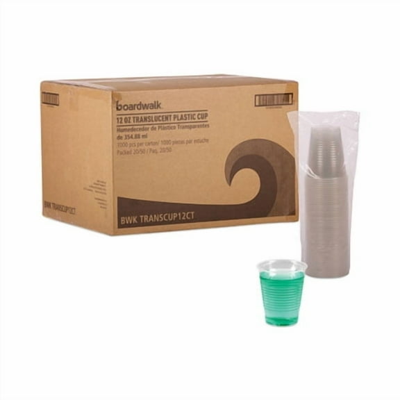 Translucent Plastic Cold Cups, 12 oz, 50/Sleeve, 20 Sleeves/Carton | Bundle of 2