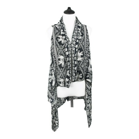 Elephant Wrap - TrendsBlue Pure Cotton Floral & Elephant Kimono Wrap Vest Beach Cover Up