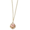 thumbnail image 1 of Collier en Porcelaine Dorée Rose & Cristal Rose 16 Pouces avec Rallonge 16 Pouces, 1 of 2