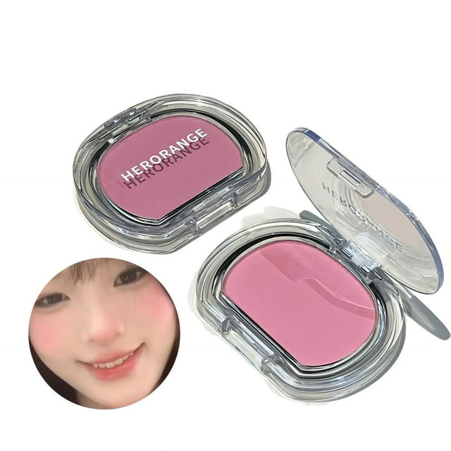 Milk Strawberry Pink Blusher Powder Palette, Matte Rouge Blush for Nude Makeup Look, Natural Sculpting & Face Contouring, Long-Lasting 0.2oz Compact