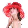 thumbnail image 4 of Women's Organza Derby Hat Fascinator for Wedding Bridal Tea Party/Red, 4 of 4