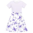 thumbnail image 5 of Pounoo New Kids Dresses Girls Cute Print Short Sleeve Casual Dresses Round Neck Knee Length Dress Stretchable Girls Dresses 7-8, 5 of 7