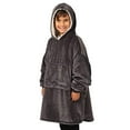 thumbnail image 3 of The Comfy Original Jr Kids Oversized Microfiber Wearable Blanket, Charcoal, 3 of 5