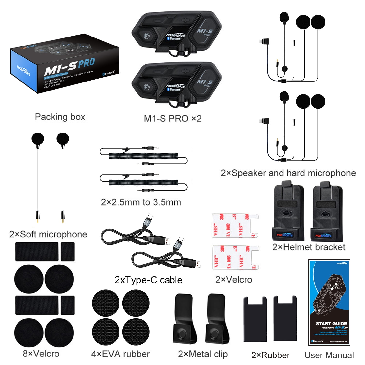 Fodsports M1-S Pro Motorcycle Helmet Bluetooth Headset, 8
