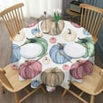 thumbnail image 3 of Colorful Fall Pumpkins Pattern Round Tablecloth 60" X 60",Wrinkle Wipeable Table Cloth for Kitchen Dining Room Picnic Patio Party, 3 of 6