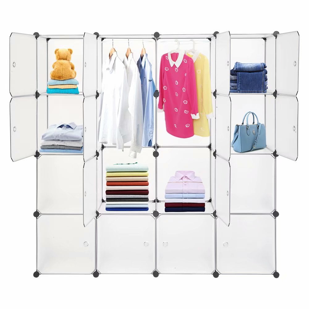 Akoyovwerve Modular Closet Organizer Plastic 16 Cube Wardrobe