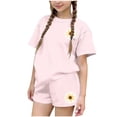 thumbnail image 3 of Babcutegg Girls Summer Printed Two-Piece Outfit – Short Sleeve Round Neck Top with Elastic Waist Shorts for Casual and Playful Everyday Wear Pink Size 13-14, 3 of 7