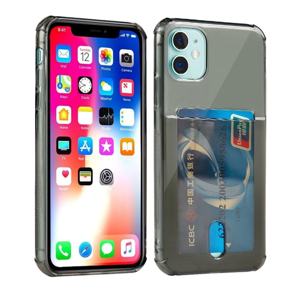 Funda de teléfono transparente a prueba de golpes para iPhone 12 Mini 14 13 12 11 Pro Max X XS XR 7 8 Plus funda de silicona suave con tarjetero Tan Jianjun unisex