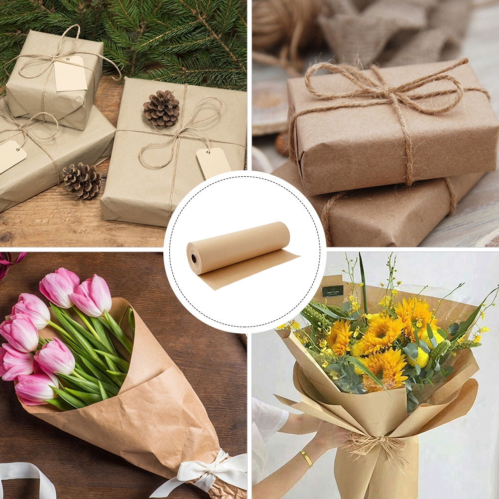 PAMINGONO Brown Kraft Paper Roll for Wrapping, Flower Bouquet Packaging, Wrap, and Crafting Supplies