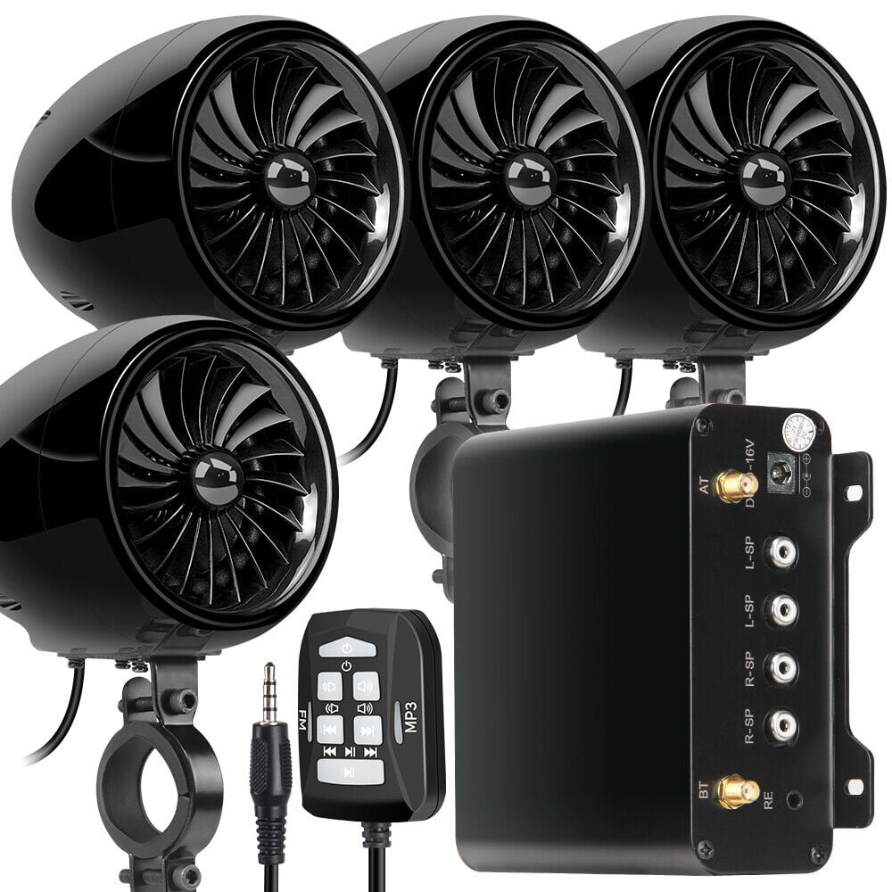 1000W 4 Channel Amplifier 4" Full Range Waterproof Bluetooth Motorcycle Stereo Speakers Audio System