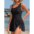 thumbnail image 6 of Asoul Scalloped One Shoulder One Piece Swimsuit Womens Tummy Control Bathing Suit with Skirt Tie Knot Cute Swimwear, 6 of 11