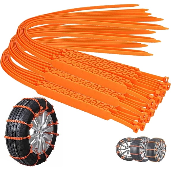 Dmxedts Reusable Zip-Tie Tire Snow Chains, Universal Anti-Skid Tire Straps with Adjustable Buckles, Portable Car Snow & Mud Traction Chains for Cars, SUVs & Trucks (20-Pack)