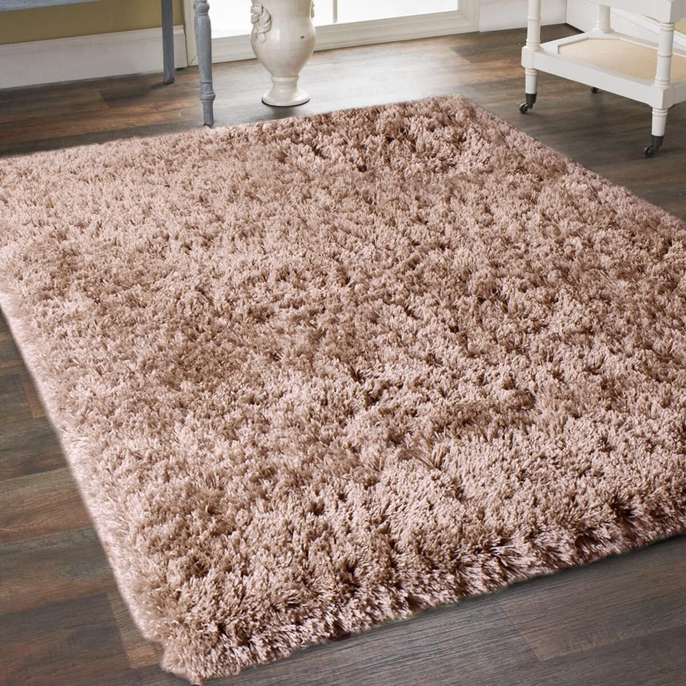 Super Soft Shag Microfiber Area Rug Taupe 5' x 7' 5' x 8'