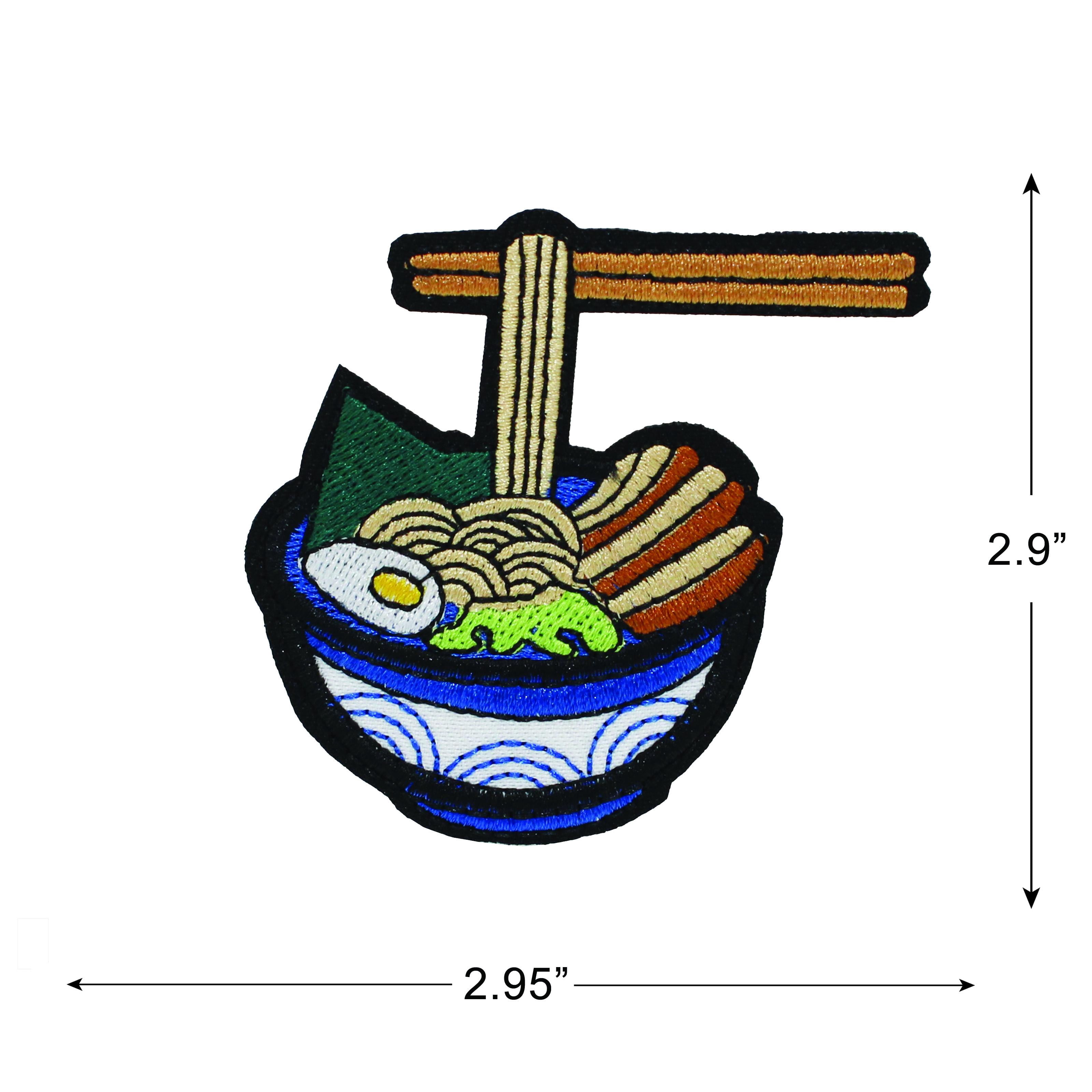 Gwen Studios Embroidered Pho Ramen Noodle Bowl Iron-on Patch Applique, Multicolor, 2.7" x 2.8"