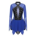 thumbnail image 4 of TiaoBug Women's Figure Ice Skating Gymnastic Leotard Roller Skating Performance Dress Blue L, 4 of 7