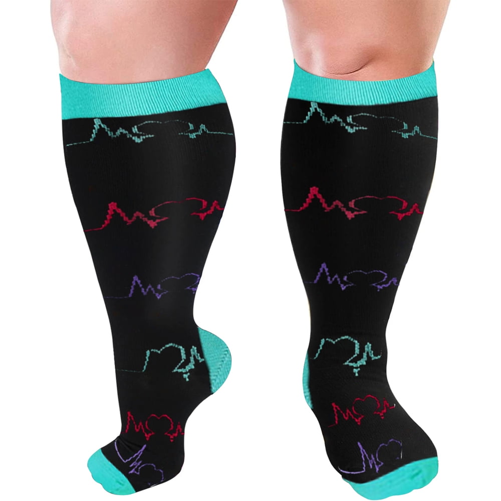 DeRong Plus Size Compression Socks Wide Calf Women's Plus Size Knee