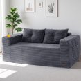 thumbnail image 2 of BYBYME 63" Corduroy Cloud Floor Sofa,Modular Comfy Small Cloud Couch for Small Spaces,Boneless Sofa for Living Room,No Assembly,Loveseat,Dark Grey, 2 of 8