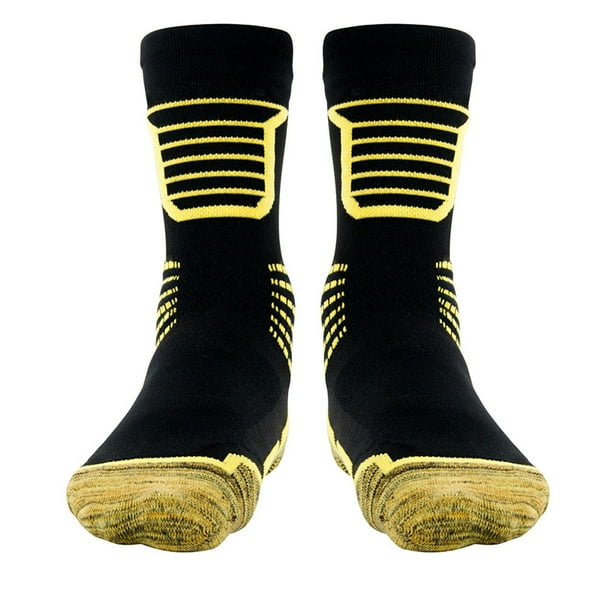 KAKOWELY 1 par de calcetines transpirables con absorción de sudor, calcetines deportivos de fitness de felpa, talla S/M, amarillos (adultos de 38 a 41 yardas)