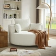thumbnail image 5 of CASEMIOL 360° Swivel Accent Chair for Living Room, Modern Accent Chairs with 3 Removable Pillows, Round Barrel Sofa Chair with 36.5" Seat Depth, Comfy Reading Chair, Beige, 5 of 12