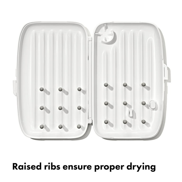 OXO Drying Rack with Bottle Brush Gray Compact Portable for