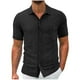 thumbnail image 2 of pstuiky camisetas para hombre, Estilo Hombre Color Sólido Casual Ventilado Botones Sueltos Solapa Bolsillos Manga Corta camisetas de hombre l, 2 of 6