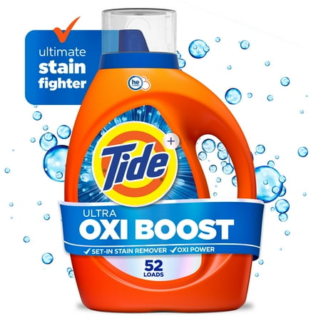 Tide Laundry Detergent Liquid with Ultra Oxi Boost, Advanced Stain Remover, 73 fl oz, 52 Loads