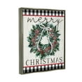 thumbnail image 3 of Stupell Industries Merry Christmas Tartan Wreath Graphic Art Luster Gray Floating Framed Canvas Print Wall Art, Design by Elizabeth Tyndall, 3 of 6