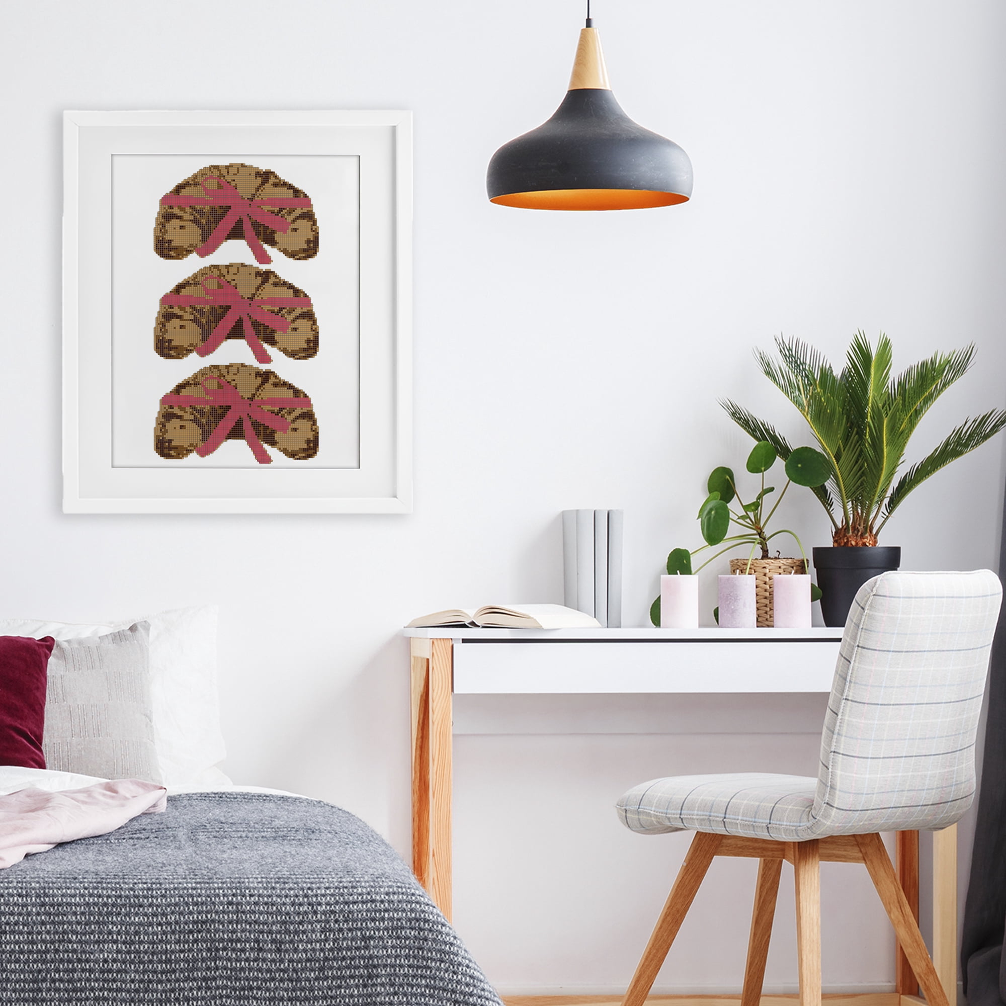 Stupell Industries Trio of Ribbon Croissants White Framed Print Under Glass, design by Lil' Rue