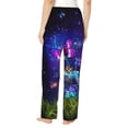 thumbnail image 3 of Disketp Butterfly Purple Bottle Flower Print Women'S Comfy Pajama Pants Casual Drawstring Palazzo Lounge Wide Leg Pants, 3 of 9
