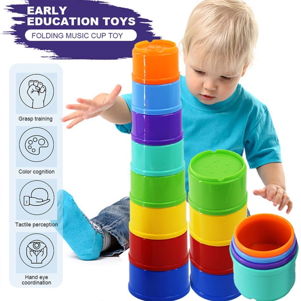 Juguete De Vasos Apilables 8 Uds. De tazas apilables para niños, desarrollo de torre de construcción de arcoíris, juguete educativo aleatorio