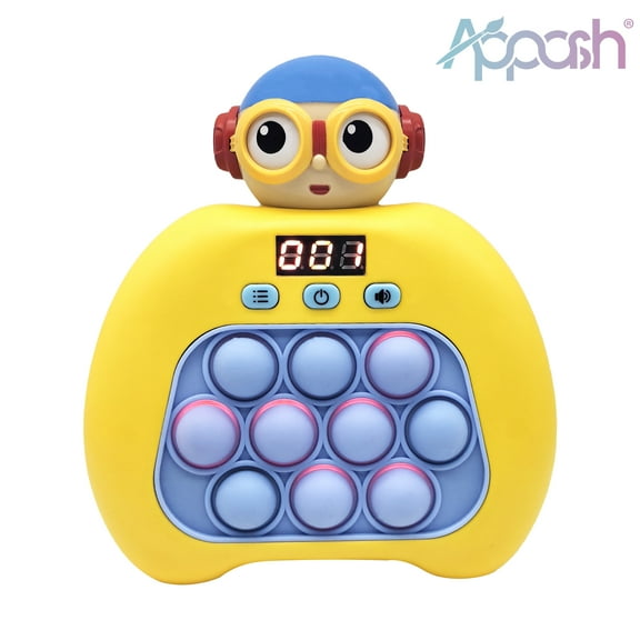 Fast Push Pop It Game Crisp Click Light UP Bubbles Upgraded 10 Modes Quick Push Stress Relieving Buttons Speed Push Sensory Gift Toy for Kids and Adults[Yellow]