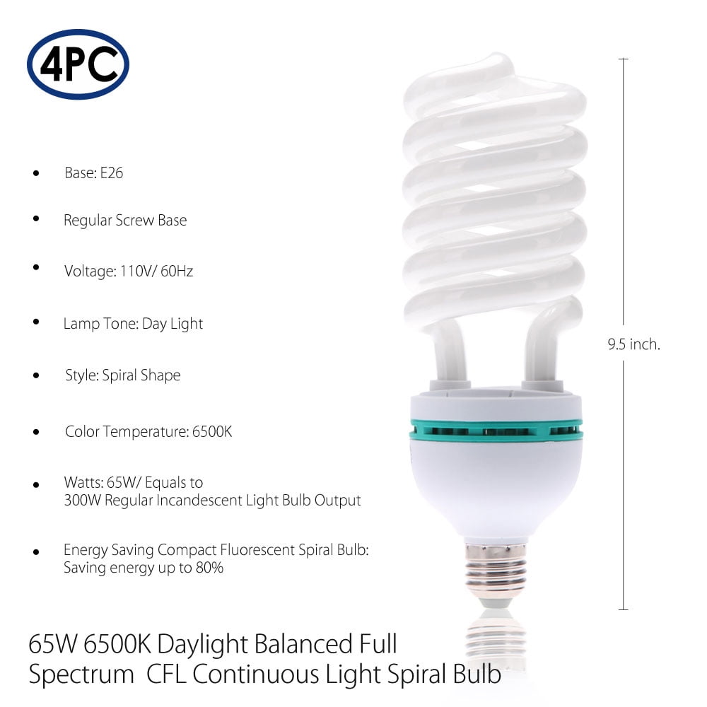 65w Energy Saver Compact Fluorescent 6500k Daylight Cfl Continuous 65w Energy Saver Compact Fluorescent 6500k Daylight Cfl Continuous Spiral Bulb For Photography Lighting By Loadstone Studio Wmls1088 Com