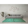 thumbnail image 3 of Ahgly Company Indoor Square Oriental Turquoise Blue Traditional Area Rugs, 7' Square, 3 of 4