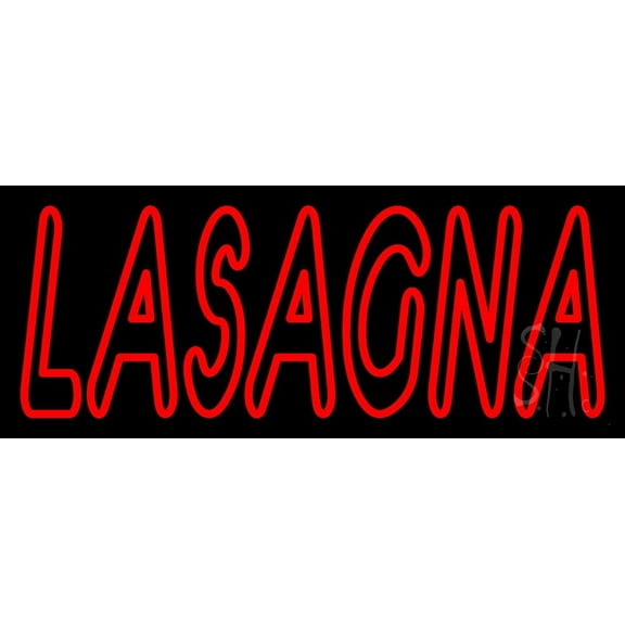 Double Stroke Lasagna LED Neon Sign 10 x 24 - inches, Clear Edge Cut Acrylic Backing, with Dimmer - Bright and Premium built indoor LED Neon Sign for restaurant window and interior decor.