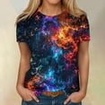 thumbnail image 4 of Texiao Women's 3D Galaxy Print T Shirts Glitter Shirts Blouse Fashionable Starry Summer Shirts Round Neck Short Sleeve Tops for Carnival Costumes, 4 of 6