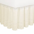 thumbnail image 1 of FRESH IDEAS Eyelet Bed Skirt Dust Ruffle Embroidered Details, Extra Long 18" Drop Length Gathered Styling, King, Ivory, 1 of 1