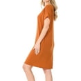 thumbnail image 4 of Women & Plus Round Neck Rolled Sleeve Knee Length Tunic Shirt Dress with Pockets, 4 of 4