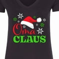thumbnail image 4 of Inktastic Oma Claus with Christmas Santa Hat and Snowflakes Women's V-Neck T-Shirt, 4 of 5