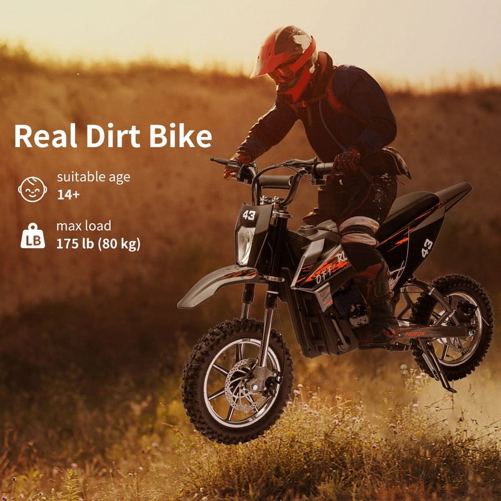 Electric 350w Dirt Bike for 14+ Teenagers - Black