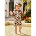 thumbnail image 6 of BemeyourBBs Toddler Baby Boy Hunting Duck Swimsuit with Sun Hat 3 Pieces Outfit Infant Boy Bathing Suit Long Sleeve Rash Guard Camouflage Print Zipper Swimming Tops Swim Trunks Shorts Set Swimwear, 6 of 9